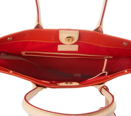 Dooney & Bourke Patent Leather Double Handle Small Shopper w/ Plated Logo