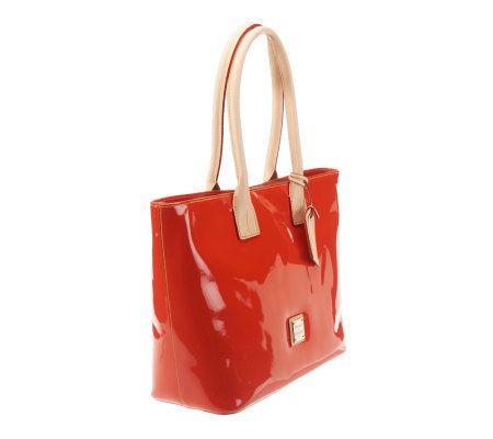 Dooney & Bourke Patent Leather Double Handle Small Shopper w/ Plated Logo