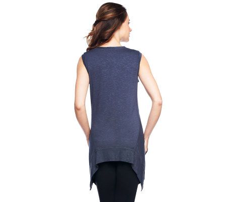 LOGO by Lori Goldstein V-neck Vest with Seaming Detail