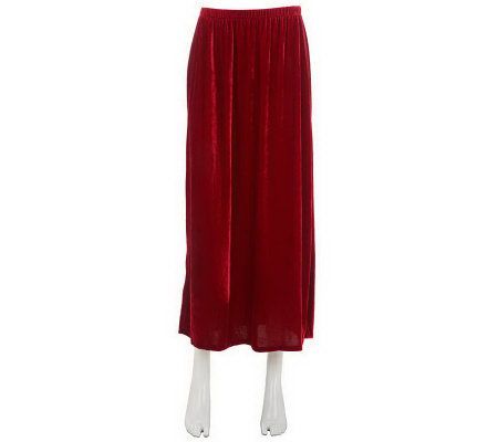 As Is Denim & Co. Pull-on Stretch Velvet A-Line Skirt w/ Slit - A236354