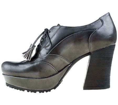 Earthies Skellig Lace Up Leather Platform Pumps