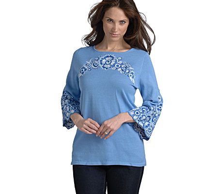 Bob Mackies Fiesta Floral Embroidered Sweater