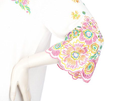 Bob Mackies Fiesta Floral Embroidered Sweater