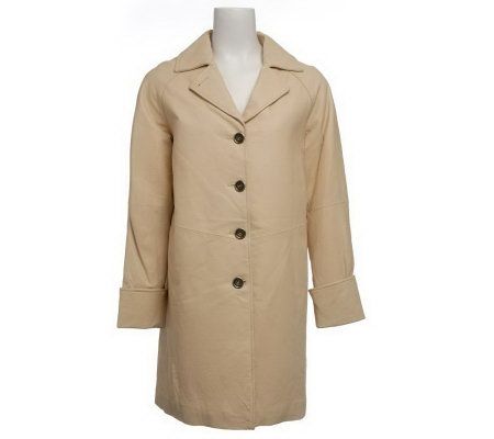 Excelled Ladies Leather Notched Lapel Swing Coat - A198255