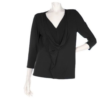 Effortless Style by Citiknits Cascade Front 3/4 Sleeve Top - A198455