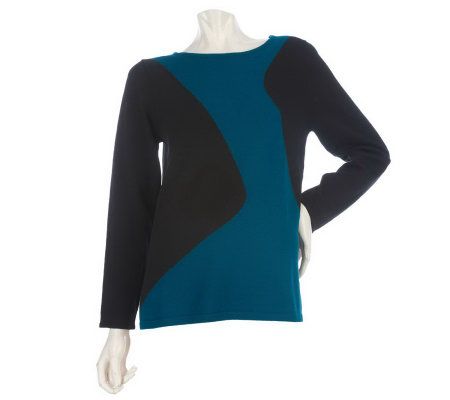 Bob Mackies Diagonal Colorblock Pullover - A203455