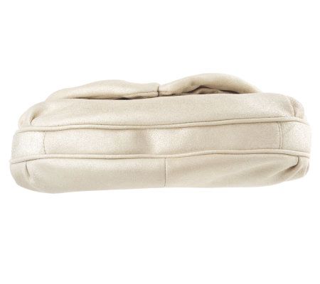 Judith Ripka Lafayette Bronze Leather Nappa Clutch w/ Stone Accents