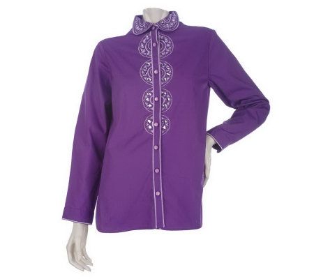 Bob Mackies Heart of My Heart Embroidered and Jeweled Shirt - A213855