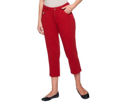 Quacker Factory DreamJeannes Knit Denim Crop Pants - A214655