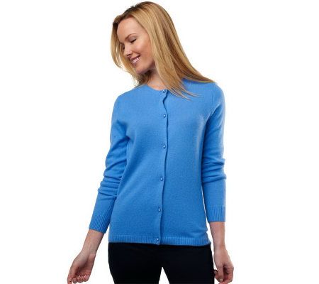 Isaac Mizrahi Live! 2-Ply Cashmere Cardigan with Jewel Buttons - A217055