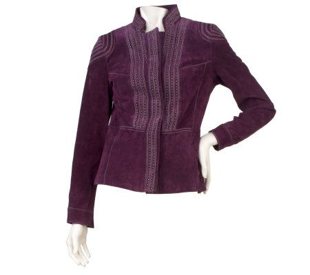Bradley by Bradley Bayou Stand Collar Jacket with Topstitch - A219555