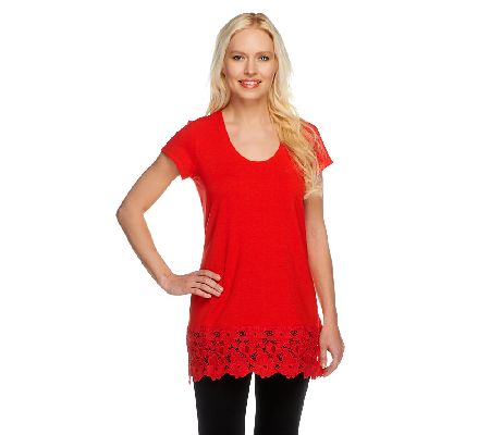 Isaac Mizrahi Live! Knit Tunic with Eyelet Hem - A222355
