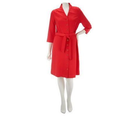 Isaac Mizrahi Live! Ponte Knit Button Front Dress - A226755