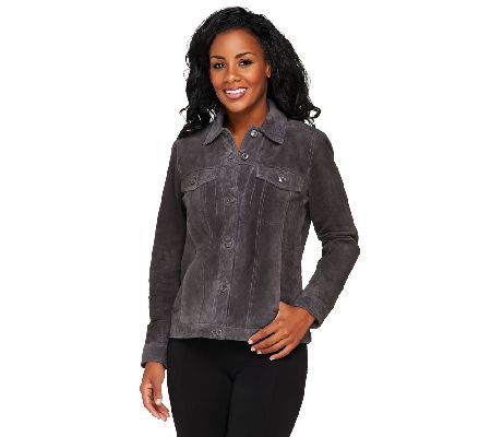 Denim & Co. Washable Suede Jean Style Jacket - A228055