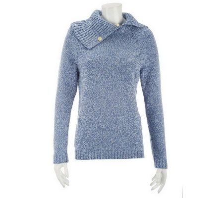 Liz Claiborne New York Split Turtle Neck Marled Sweater - A228255