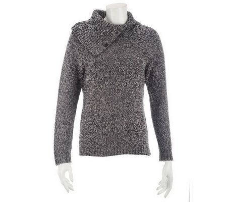 Liz Claiborne New York Split Turtle Neck Marled Sweater - A228255