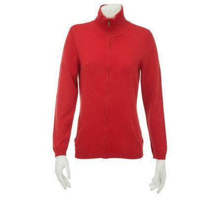 Liz Claiborne New York Cotton Cashmere Zip Front Cardigan - A229255