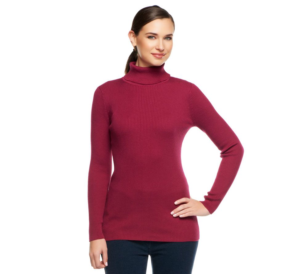 Denim & Co. Essentials Long Sleeve Rib Turtleneck Sweater - A229455