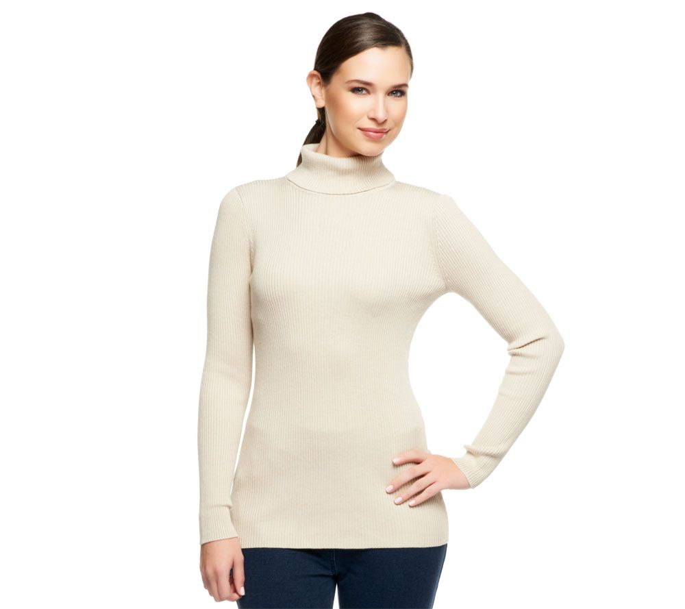 Denim & Co. Essentials Long Sleeve Rib Turtleneck Sweater - A229455