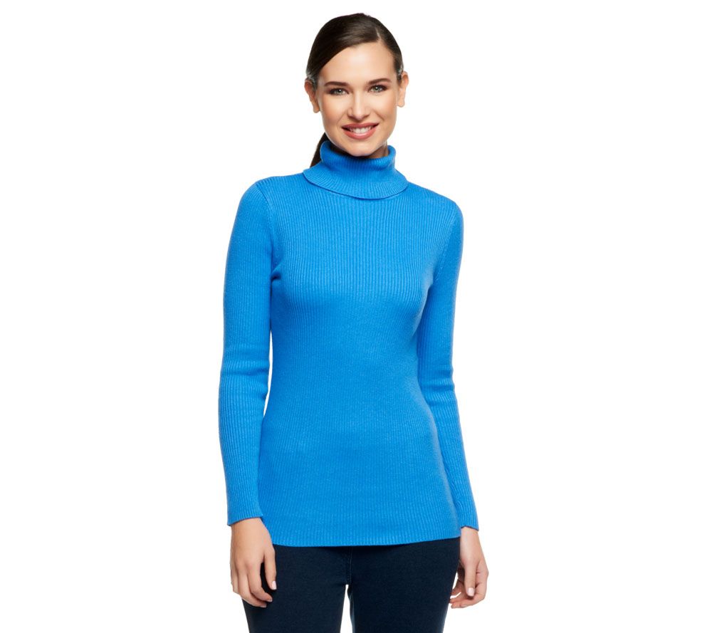 Denim & Co. Essentials Long Sleeve Rib Turtleneck Sweater - A229455