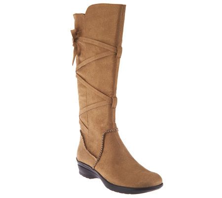 Softspots Jenni Tall Shaft Boots with Faux Lace Up Design - A229755