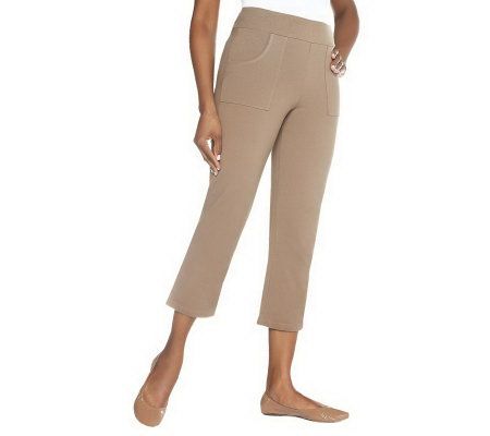 Women with Control Contour Waist Knit Crop Pants w/Pocket Detail - A230455