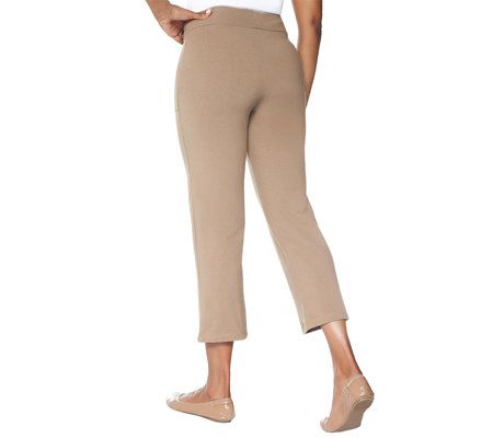 Women with Control Contour Waist Knit Crop Pants w/Pocket Detail