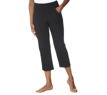 Women with Control Contour Waist Knit Crop Pants w/Pocket Detail - A230455