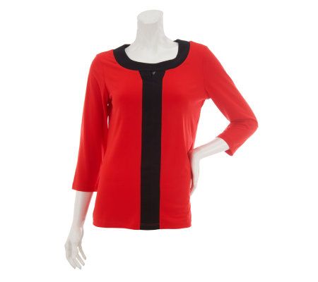 Susan Graver Liquid Knit Top with Cut-Out Detail - A231955
