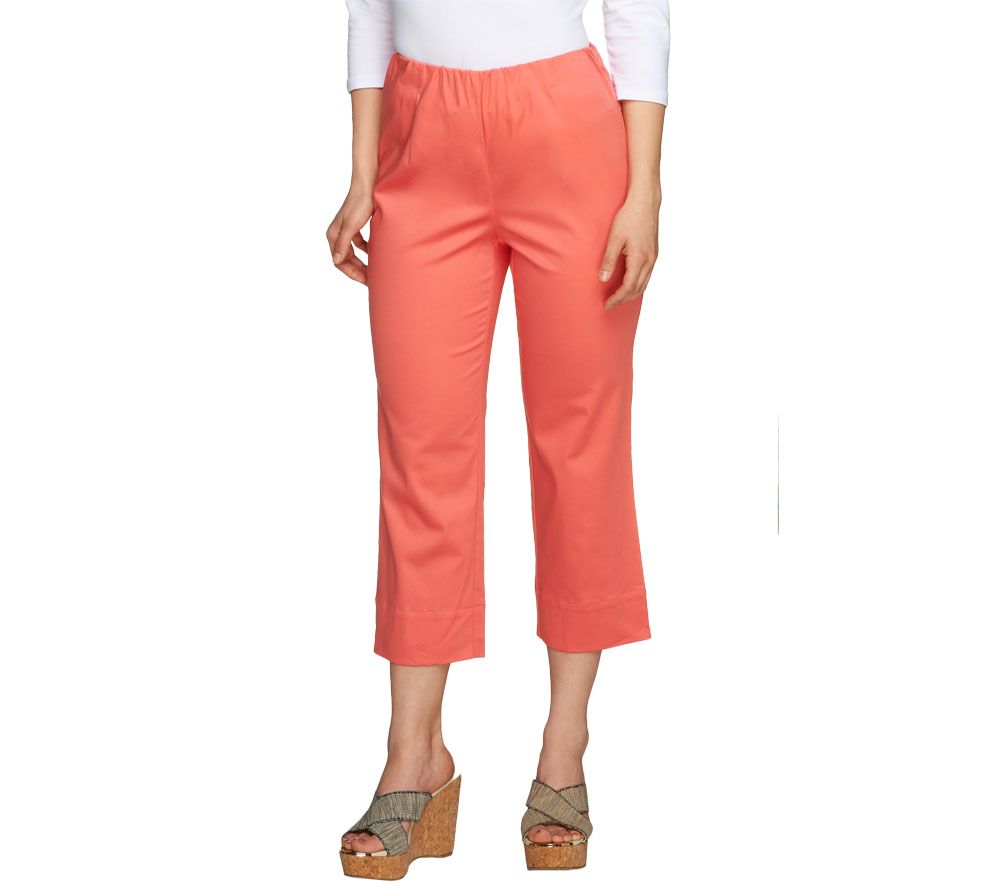 Susan Graver Stretch Cotton Sateen Side Zip Crop Pants - A200956