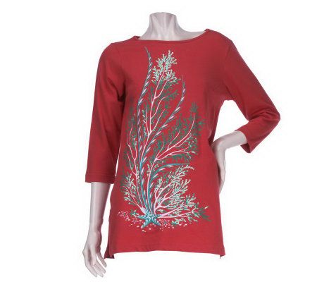 Bob Mackies 3/4 Sleeve Underwater Fantasy Tunic - A213856