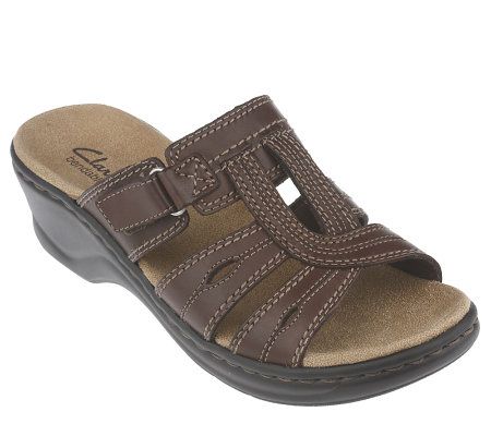 Clarks Bendables Lexi Belle Leather Triple Strap Slides - A214856