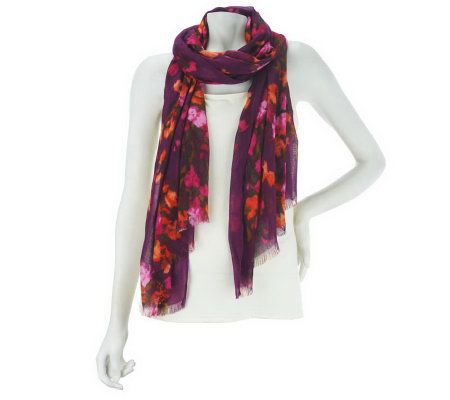 Isaac Mizrahi Live! Bella Floral Print 72 x 26 Scarf - A216856