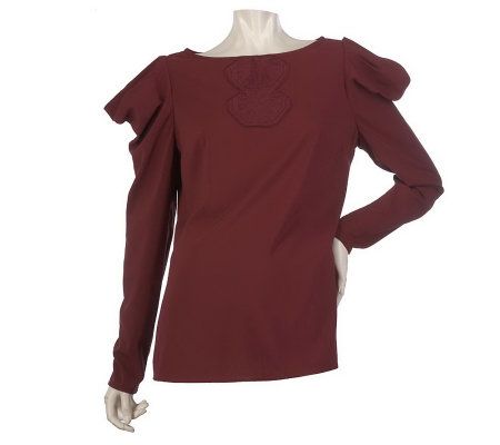 LOGO by Lori Goldstein Woven Top with Cut Out Sleeve Detail - A218856
