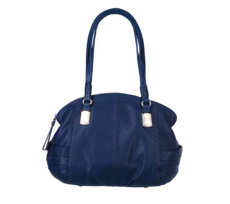 B.Makowsky Glove Leather Zip-Top Shopper with Pleating & Stitch Detail - A219156