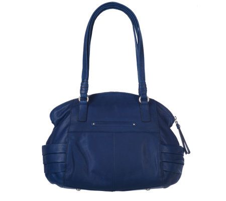 B.Makowsky Glove Leather Zip-Top Shopper with Pleating & Stitch Detail