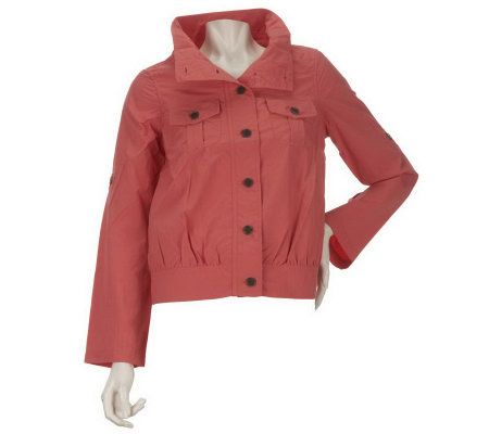 Motto Button Front Jacket with Drawstring Back Detail - A222256