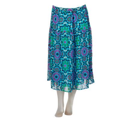 Linea by Louis DellOlio Tile Print Pull-on Boho Skirt