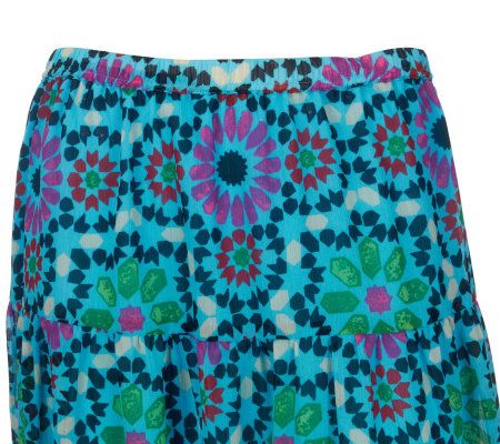 Linea by Louis DellOlio Tile Print Pull-on Boho Skirt