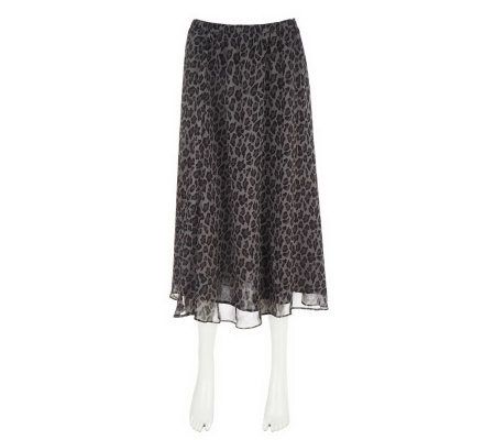 Isaac Mizrahi Live! Leopard Print Fully Lined Mid-Calf Skirt - A226456