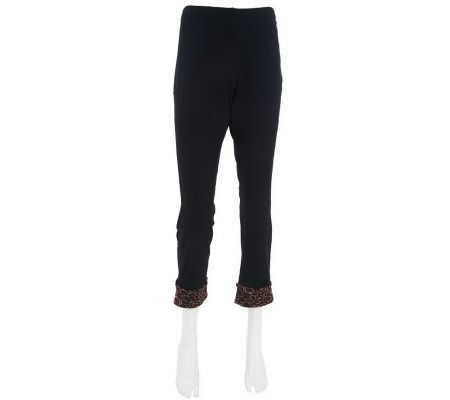Women with Control Slim Leg Pants with Animal Cuff Detail - A229656