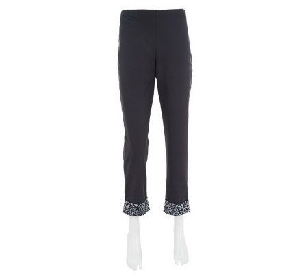 Women with Control Slim Leg Pants with Animal Cuff Detail - A229656