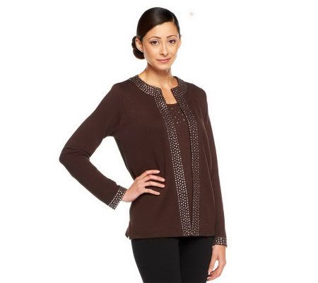 Quacker Factory Jewel Neck Embellished Duet Top - A96056