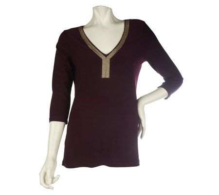 Effortless Style by Citiknits Knit Top with Metallic Trim - A211757