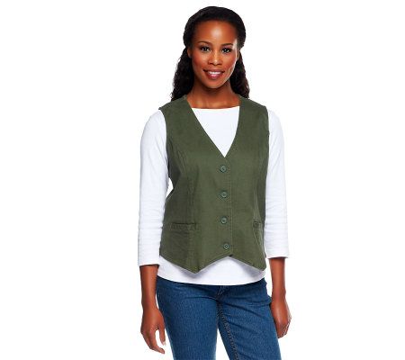 Denim & Co. Brushed Twill Vest with Welt Pockets - A212257