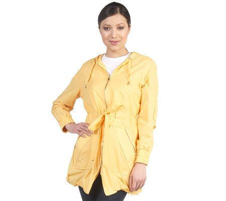 Isaac Mizrahi Live! Water Repellent Hooded Anorak w/ Zip Closure - A212457