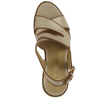 B. Makowsky Leather Multi-Strap Wedge Sandal w/ Adj. Buckle