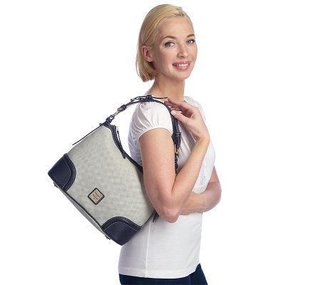 Dooney & Bourke Woven Hobo Bag with Leather Trim and Accessories