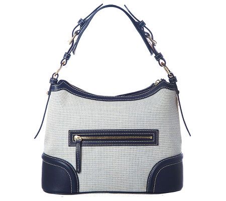 Dooney & Bourke Woven Hobo Bag with Leather Trim and Accessories