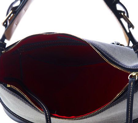 Dooney & Bourke Woven Hobo Bag with Leather Trim and Accessories